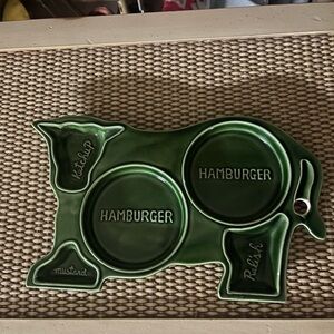 Vintage plate cow green portion for burgers